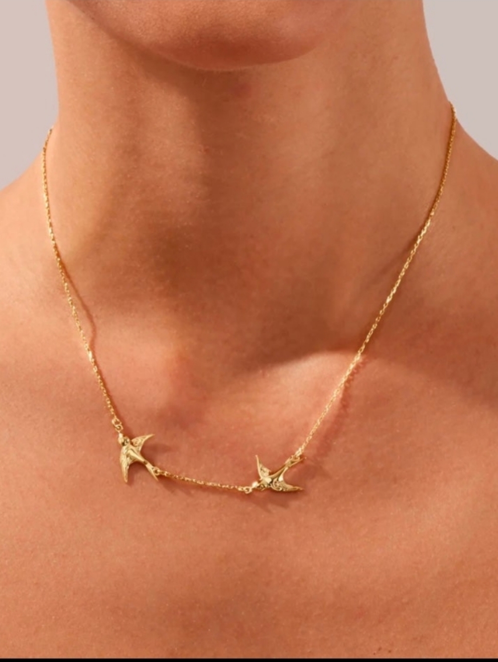 Anthropologie Gold Double Swallow Necklace